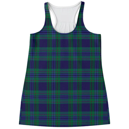 Blue Green And Red Tartan Pattern Print Women's Racerback Tank Top