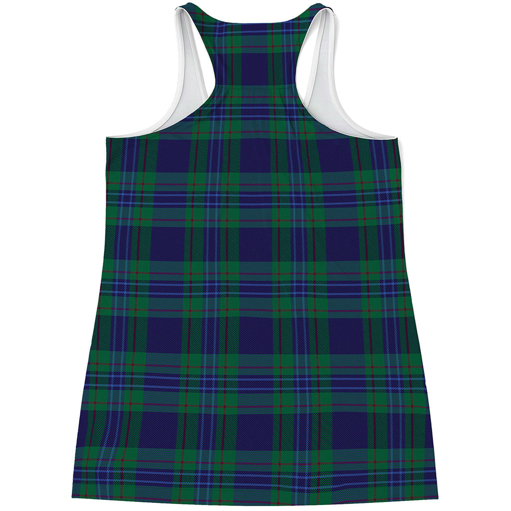 Blue Green And Red Tartan Pattern Print Women's Racerback Tank Top