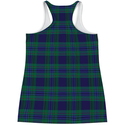 Blue Green And Red Tartan Pattern Print Women's Racerback Tank Top