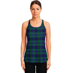 Blue Green And Red Tartan Pattern Print Women's Racerback Tank Top