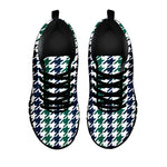 Blue Green And White Houndstooth Print Black Sneakers