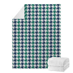 Blue Green And White Houndstooth Print Blanket