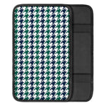 Blue Green And White Houndstooth Print Car Center Console Cover