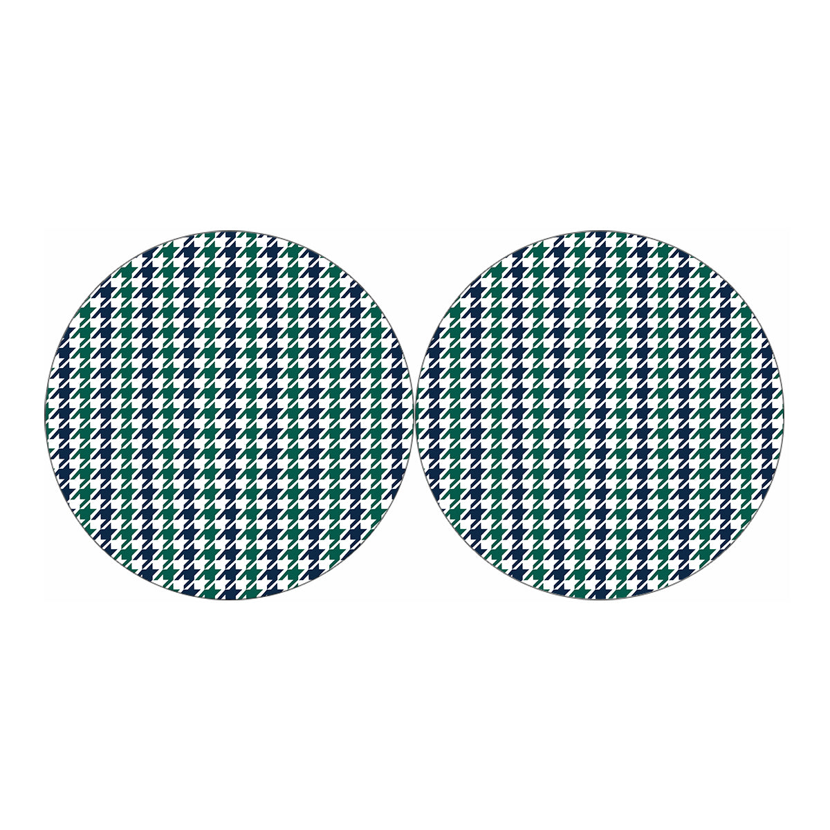 Blue Green And White Houndstooth Print Car Coasters