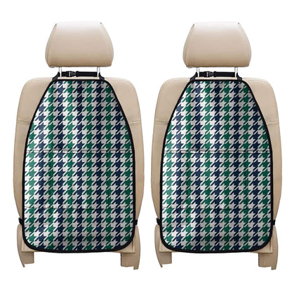 Blue Green And White Houndstooth Print Car Seat Organizers
