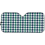Blue Green And White Houndstooth Print Car Sun Shade