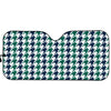 Blue Green And White Houndstooth Print Car Sun Shade