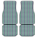Blue Green And White Houndstooth Print Front and Back Car Floor Mats