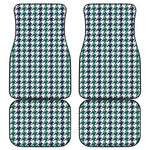 Blue Green And White Houndstooth Print Front and Back Car Floor Mats