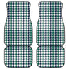 Blue Green And White Houndstooth Print Front and Back Car Floor Mats