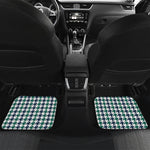 Blue Green And White Houndstooth Print Front and Back Car Floor Mats