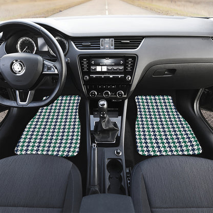 Blue Green And White Houndstooth Print Front Car Floor Mats