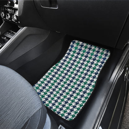 Blue Green And White Houndstooth Print Front Car Floor Mats