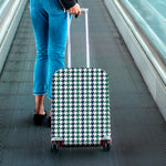 Blue Green And White Houndstooth Print Luggage Cover