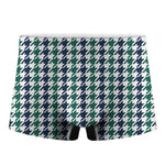 Blue Green And White Houndstooth Print Men's Boxer Briefs