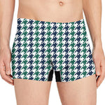 Blue Green And White Houndstooth Print Men's Boxer Briefs