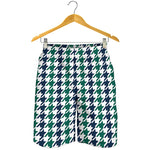 Blue Green And White Houndstooth Print Men's Shorts