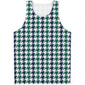 Blue Green And White Houndstooth Print Men's Tank Top
