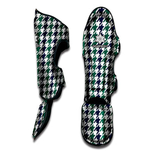 Blue Green And White Houndstooth Print Muay Thai Shin Guard