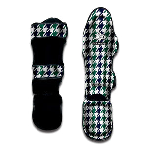 Blue Green And White Houndstooth Print Muay Thai Shin Guard