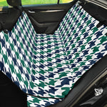 Blue Green And White Houndstooth Print Pet Car Back Seat Cover