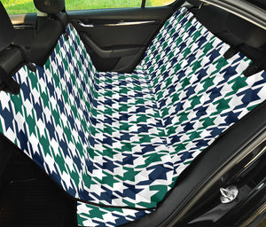 Blue Green And White Houndstooth Print Pet Car Back Seat Cover