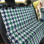 Blue Green And White Houndstooth Print Pet Car Back Seat Cover