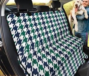 Blue Green And White Houndstooth Print Pet Car Back Seat Cover