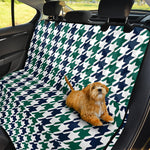 Blue Green And White Houndstooth Print Pet Car Back Seat Cover