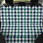 Blue Green And White Houndstooth Print Pet Car Back Seat Cover