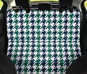 Blue Green And White Houndstooth Print Pet Car Back Seat Cover