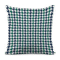 Blue Green And White Houndstooth Print Pillow Cover