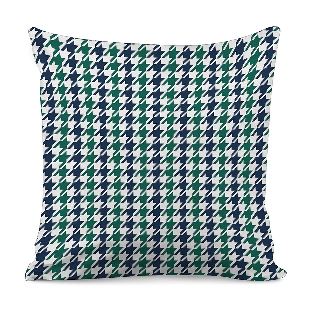 Blue Green And White Houndstooth Print Pillow Cover