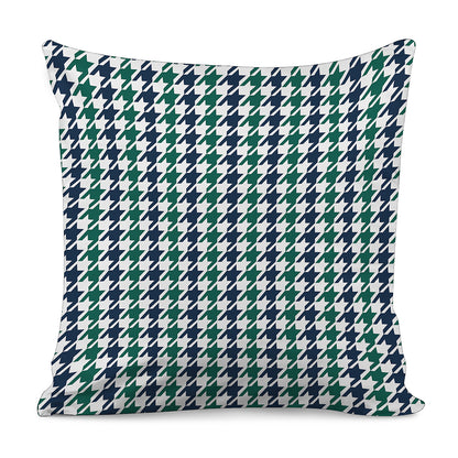 Blue Green And White Houndstooth Print Pillow Cover