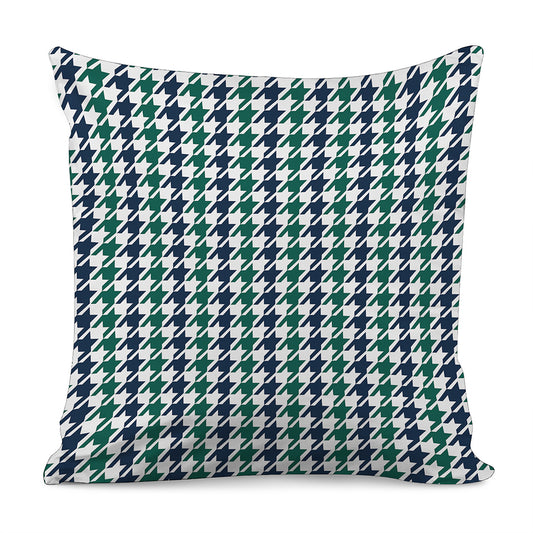 Blue Green And White Houndstooth Print Pillow Cover