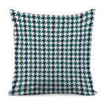 Blue Green And White Houndstooth Print Pillow Cover