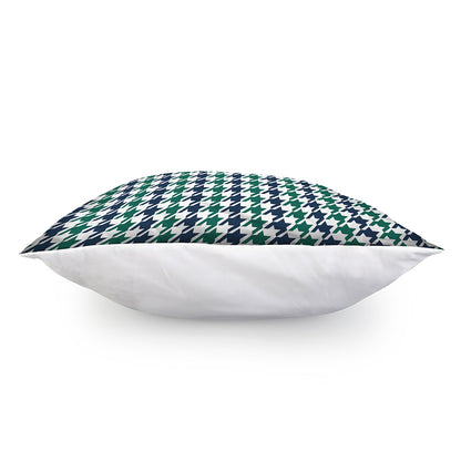 Blue Green And White Houndstooth Print Pillow Cover