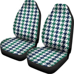 Blue Green And White Houndstooth Print Universal Fit Car Seat Covers