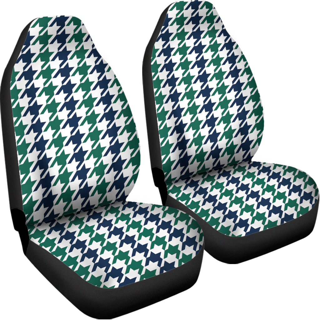 Blue Green And White Houndstooth Print Universal Fit Car Seat Covers