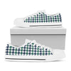 Blue Green And White Houndstooth Print White Low Top Shoes