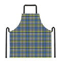 Blue Green And White Plaid Pattern Print Apron