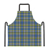 Blue Green And White Plaid Pattern Print Apron