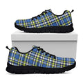 Blue Green And White Plaid Pattern Print Black Running Shoes