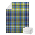 Blue Green And White Plaid Pattern Print Blanket