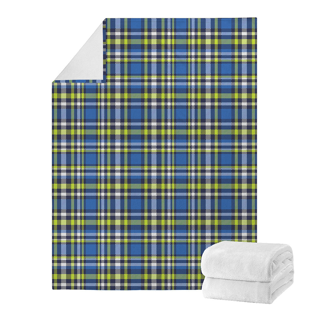 Blue Green And White Plaid Pattern Print Blanket