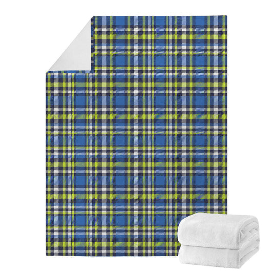 Blue Green And White Plaid Pattern Print Blanket