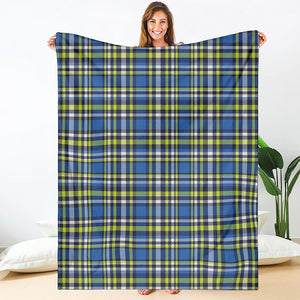 Blue Green And White Plaid Pattern Print Blanket