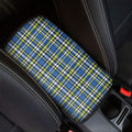 Blue Green And White Plaid Pattern Print Car Center Console Cover