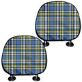 Blue Green And White Plaid Pattern Print Car Headrest Covers