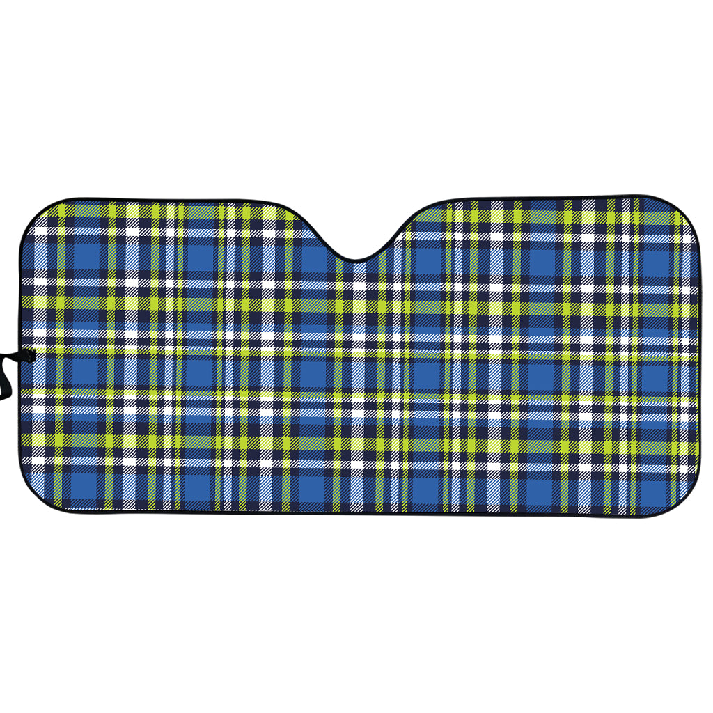 Blue Green And White Plaid Pattern Print Car Sun Shade